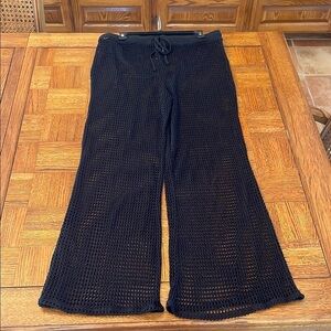Shade & Shore Black Crochet Pants L